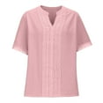 thumbnail image 3 of Uaswgudfs Elegant Women's Short Sleeve V-Neck Blouse - Lightweight Lace Trim Casual Top for Spring/Summer Daily Wear, 3 of 8