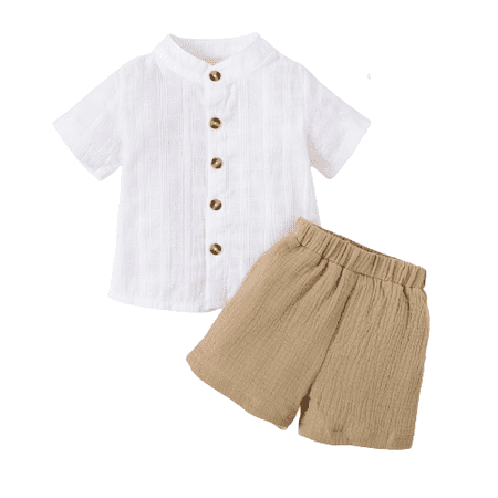 

Baby Boys Clothes Baby Outfits Shirts Shorts 2Pcs For Summer White 4-5 Years