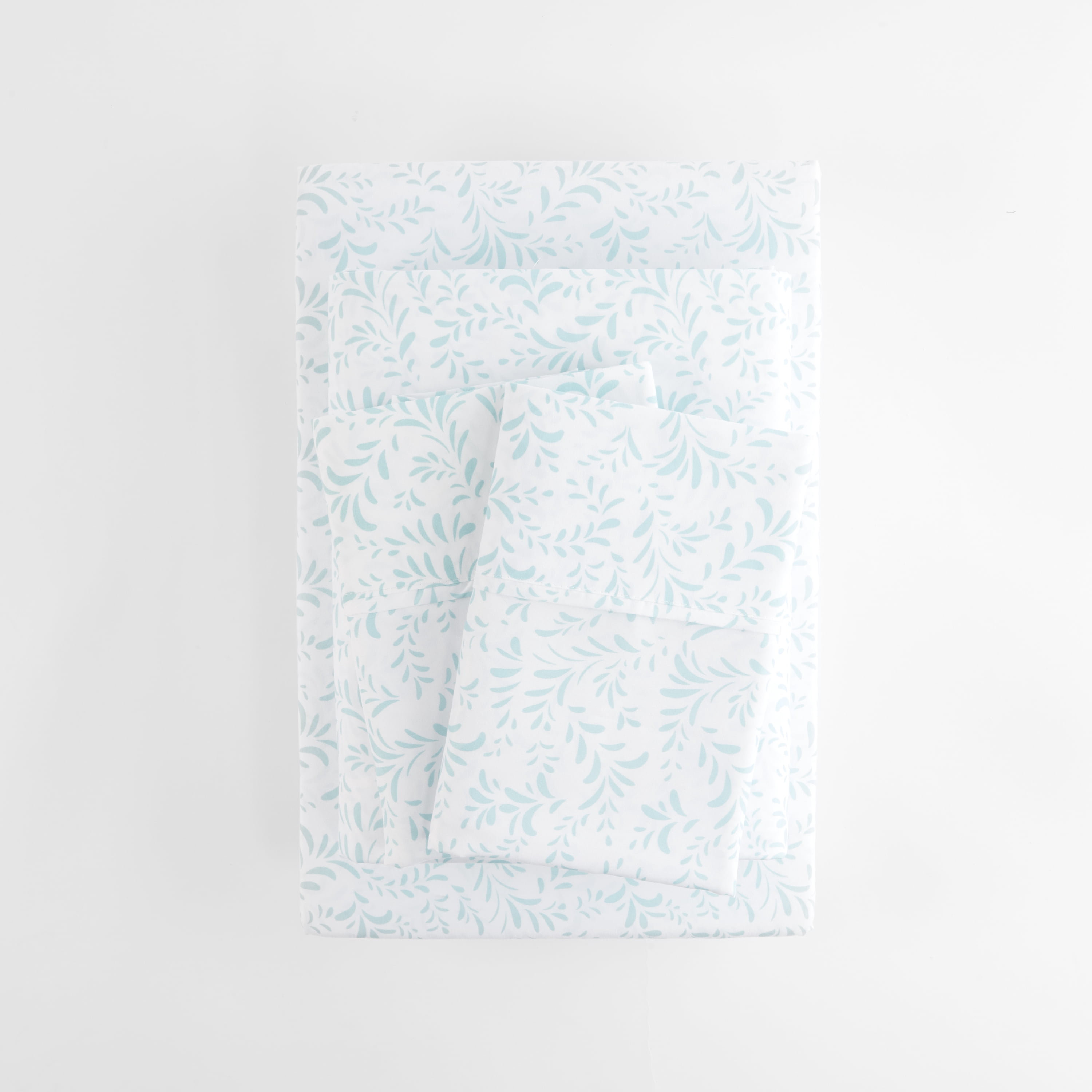 Noble Linens 4 Piece Pattern Microfiber Bed Sheets Set, Light Blue Ultra Burst of Vines, King