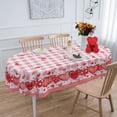 thumbnail image 2 of Valentine''s Day Oval Tablecloth 60×84 inch,Pink Buffalo Plaid Washable Table Cover, Red Love Hearts Valentines Decoration Table Cloth for Party Picnic Dinner Deco, 2 of 6