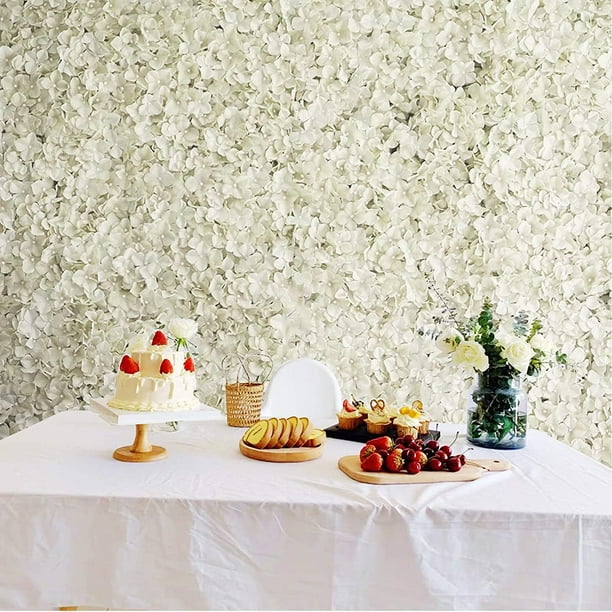 MONIPA 20Pcs White Artificial Flower Wall Mat Silk Flower Panels for