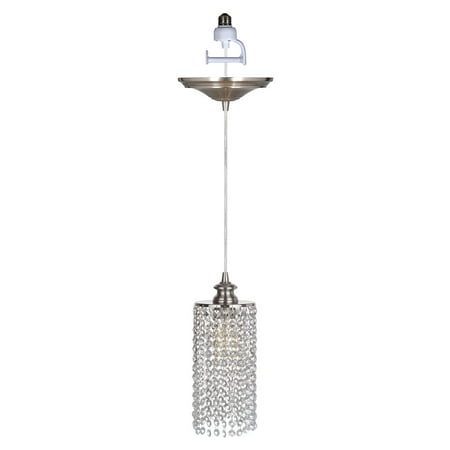 Nickel Cameo Crystal - Instant Pendant Recessed Light Conversion Kit Brushed Nickel Crystal Shade