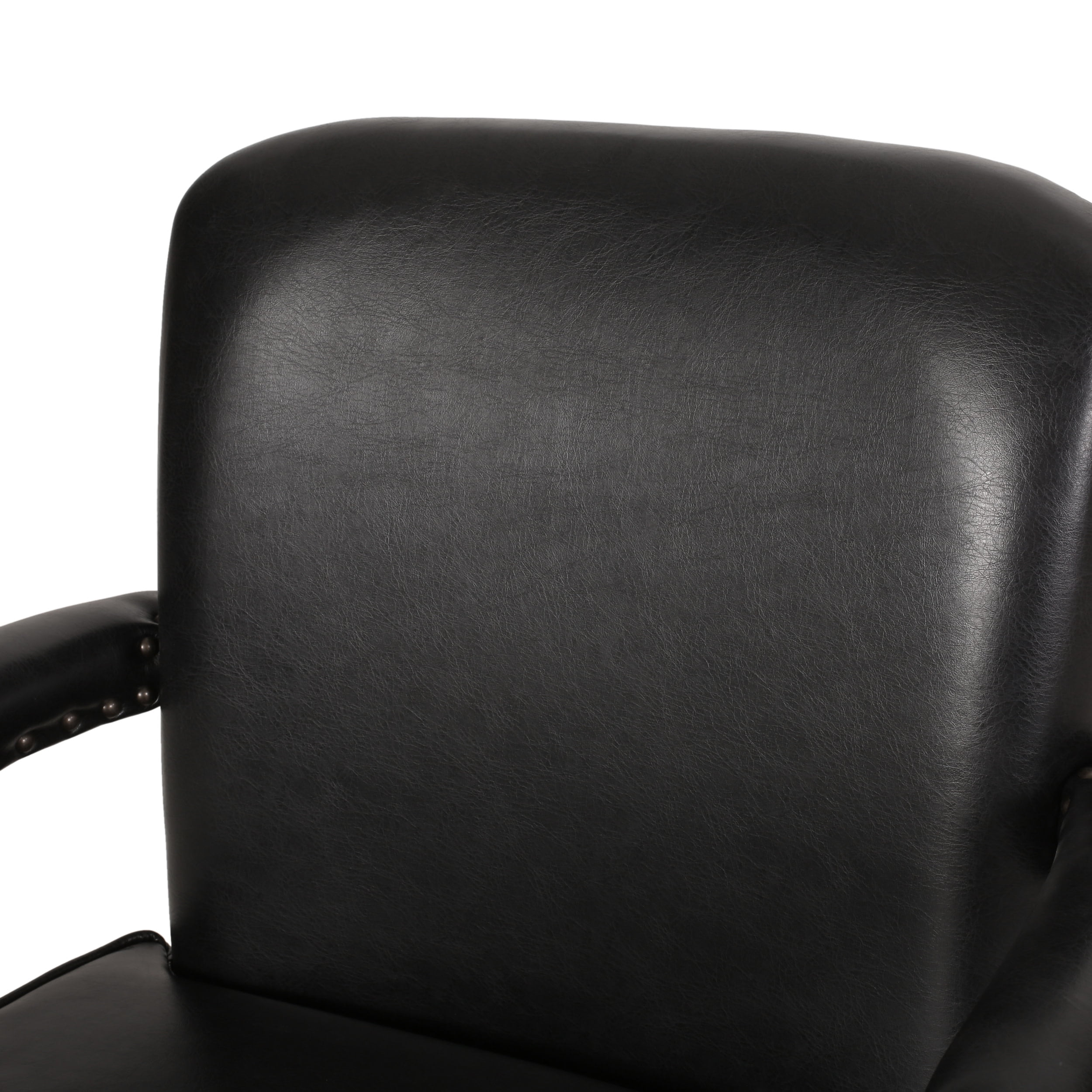Noble House Ardson Faux Leather Dining Arm Chair, Set of 4, Midnight Black and Gray