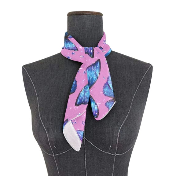 Square Scarf 24x24 Inch Blue Morpho Butterflies Silky Satin Sun Protection Neck Scarf for Women Multi-Purpose Head Wrap Bandana for Hair Bag Decoration