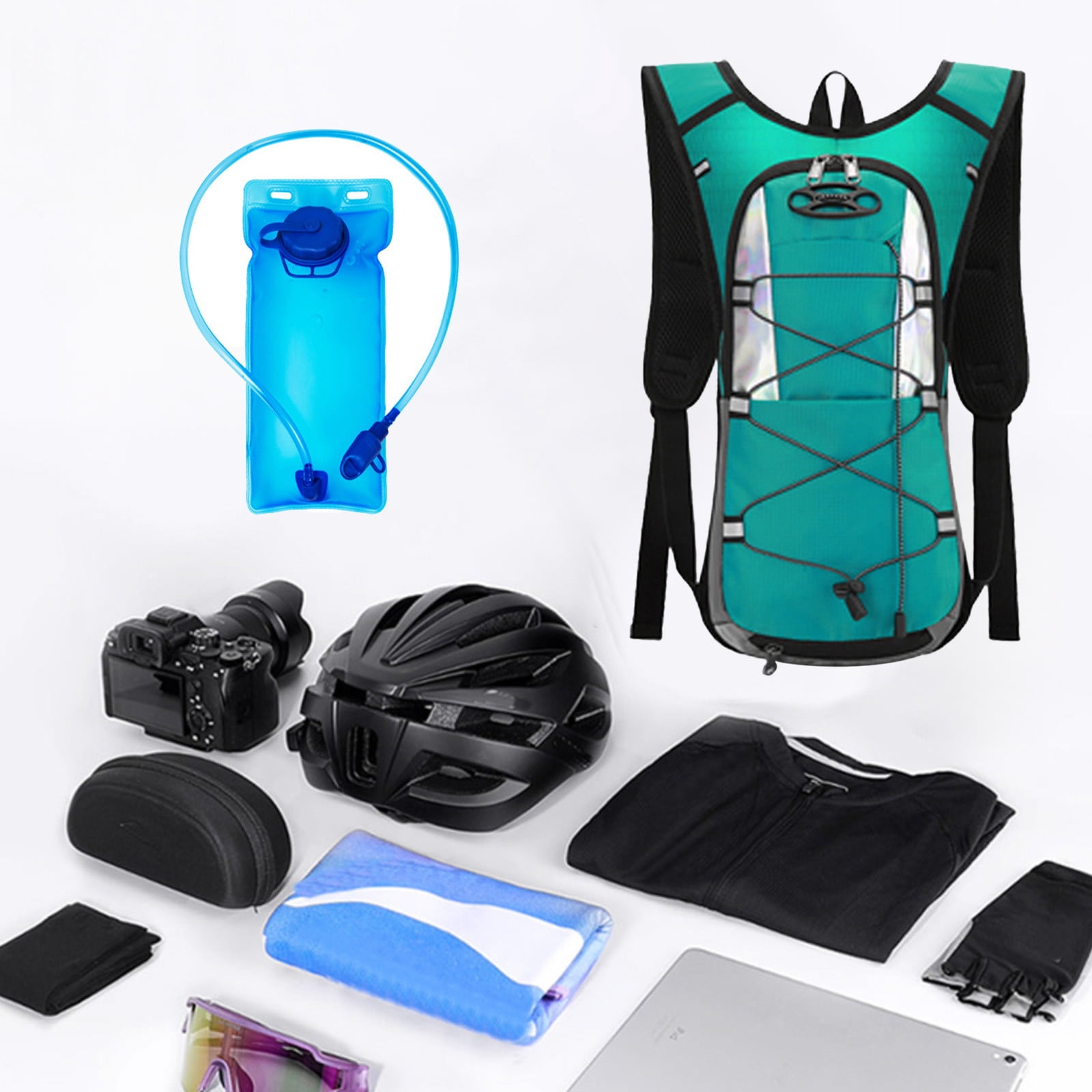 LWVITH Lightweight Hydration Backpack with 2L Water Bladder, Reflective Strip Running Hiking Daypack for Men Women, Cycling Vest Bag, Outdoor Sports Gear for Marathon Biking Trail, Travel Camping