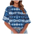 thumbnail image 1 of Posijego T-Shirts Teinture sur Nœuds Graphiques pour Femmes Été Décontracté Col Rond Manches Courtes Crop Tops, 1 of 6