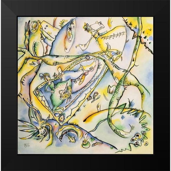 Kandinsky, Wassily 12x12 Black Modern Framed Museum Art Print Titled - Picnic 1916