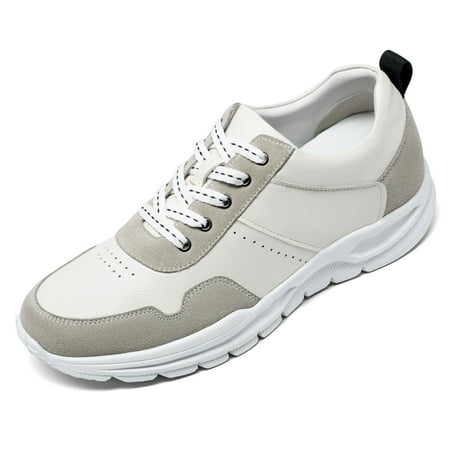 

CMR CHAMARIPA Elevator Sports Shoes Height Elevator Shoes - Mens Shoes That Add Height - Off-White Suede Casual Men s Sneakers 7 CM / 2.76 Inches Taller