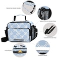 thumbnail image 4 of Light Blue Twill Checkerboard Insulated Lunch Bag Portable Cooler Bag Mommy Bag Large Capacity 6L, 4 of 9