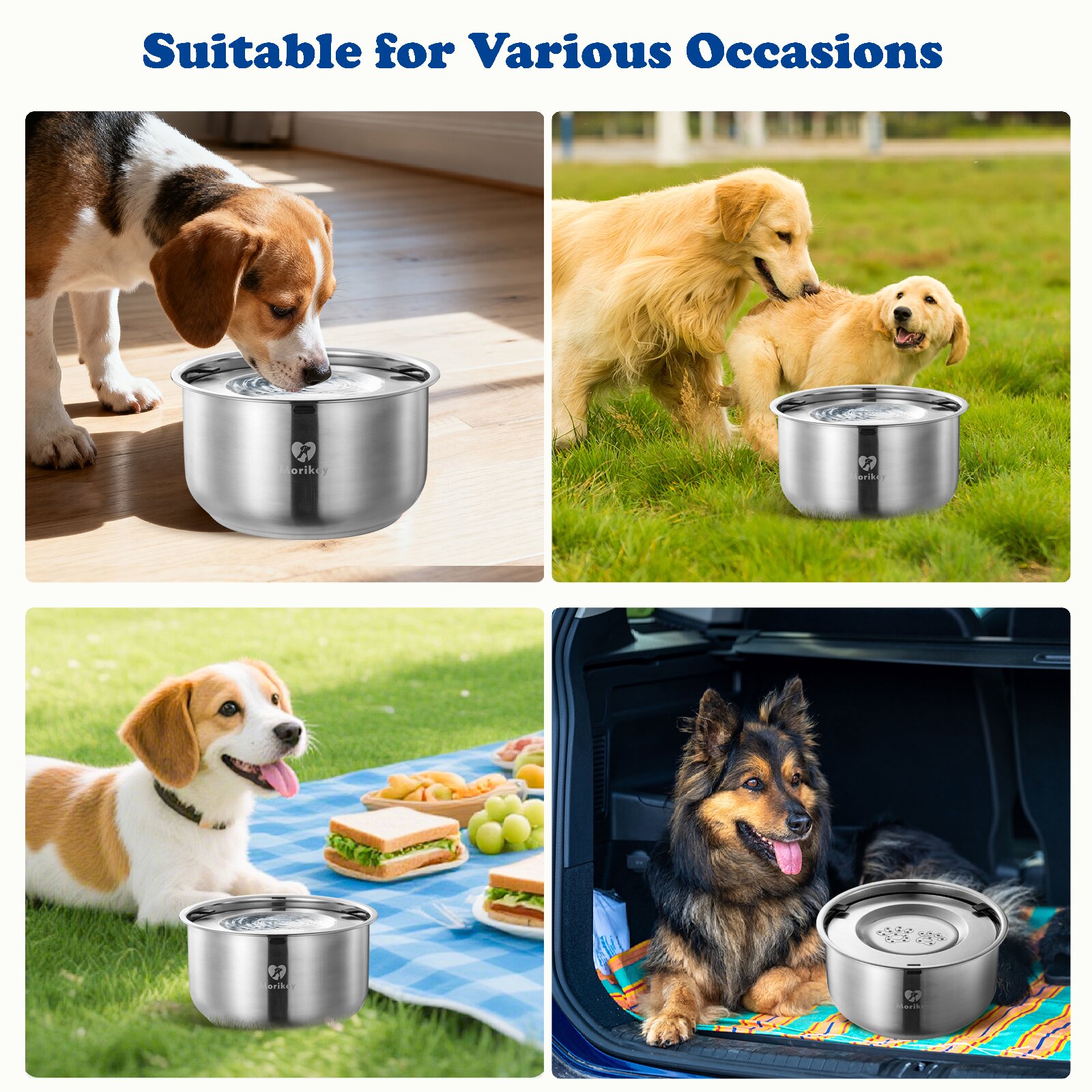 4.5L/152oz Slow Drinking Dog Water Bowl,Splash Proof Slow Feeder Bowl for Sloppy Messy Drinkers,Stainless Steel Pet Water Dispenser with Floating Disk,Spill Proof & Dishwasher Safe
