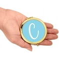 thumbnail image 3 of Koyal Wholesale Gold Compact Mirror Bridesmaid's Wedding Gift, Baby Blue, Monogram Letter C, 1-Pack, 3 of 5