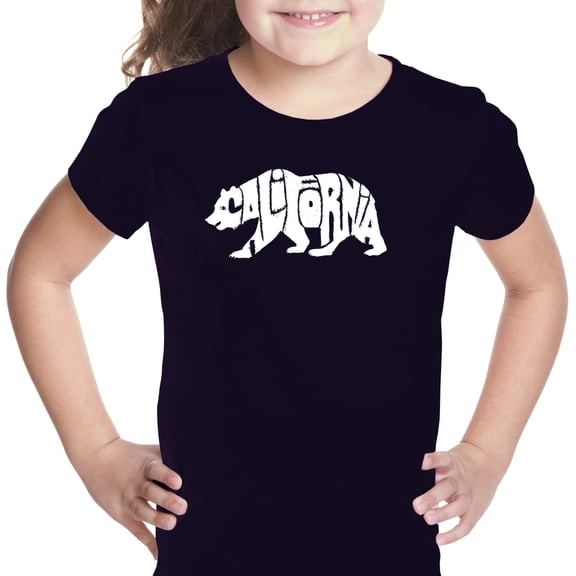 LA Pop Art Girl's Word Art T-shirt - California Bear