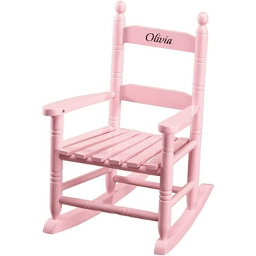 Osmanthus Wood Personalized Pink Children's Rocker - Black Font