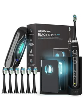 AquaSonic Black Series Pro  Ultra Whitening Toothbrush - UV Sanitizing Base  4 Modes & Smart Timers  UV Sanitizing & Charging Travel Case  Power Toothbrush  ADA Approved Toothbrush
