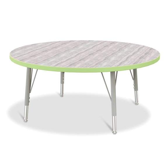 Round Activity Table - 42" Diameter, E-height - Driftwood Gray/Key Lime/Gray