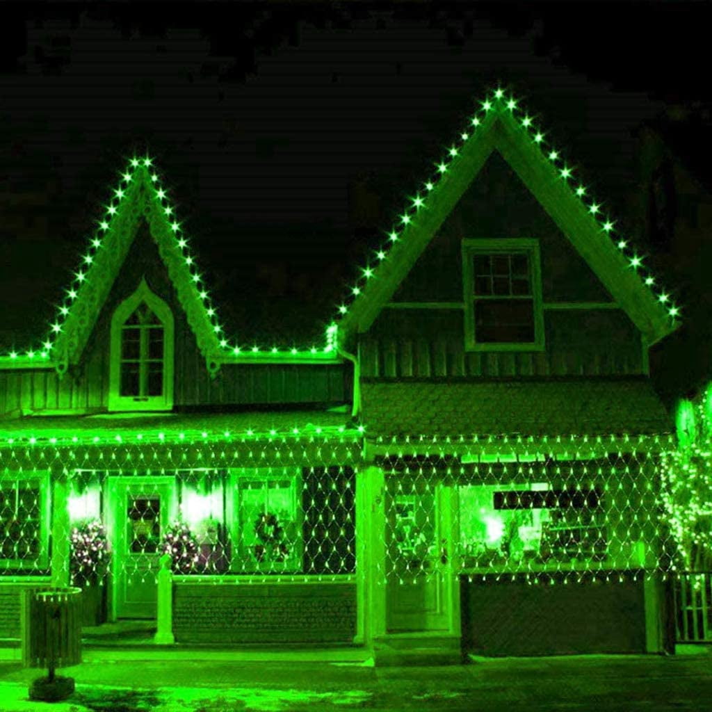 96 LED Green Net Lights, 4.9x 4.9 ft Connectable Halloween  Outdoor String Mesh Lights with 8 Lighting Modes, Waterproof Fairy Lights Plug in for Xmas Tree Holiday Party Garden Decoration
