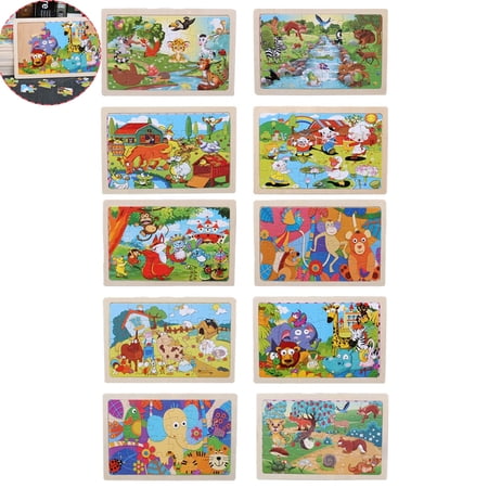 Wooden Animal Jigsaw Puzzles for Toddlers Age 3+ Montessori Preschool Sensory Educational Toys Fine Motor Hand Eye Coordination Game Screen-Free Christmas Stocking Stuffer Gift for Boys Girls Kids