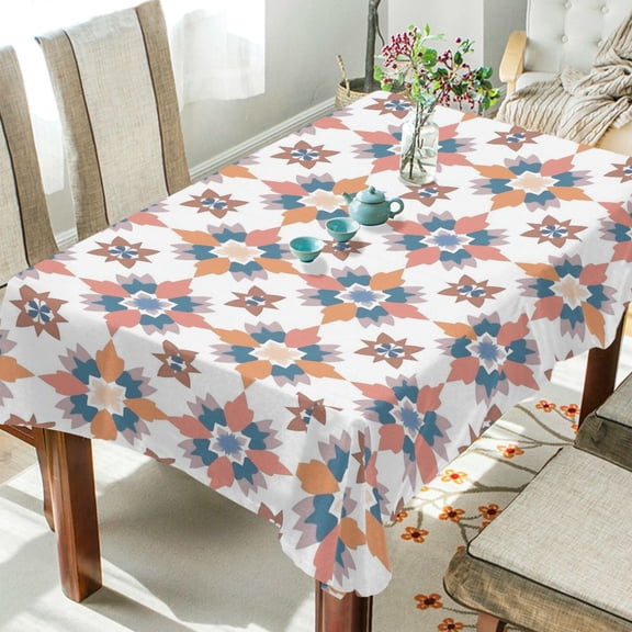 Yayeee Tablecloths 54" x 54" Rectangle Wrinkle Resistant Party Table Cover, Blue Abstract Pattern