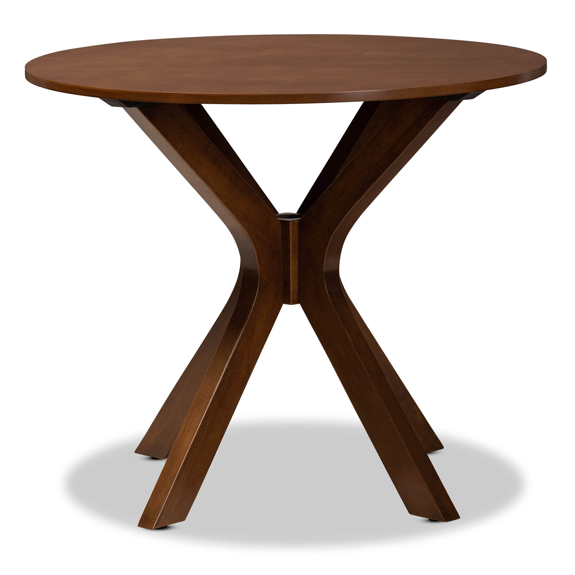 Baxton Studio Kenji Walnut Brown Finished 34-Inch-Wide Round Wood Dining Table