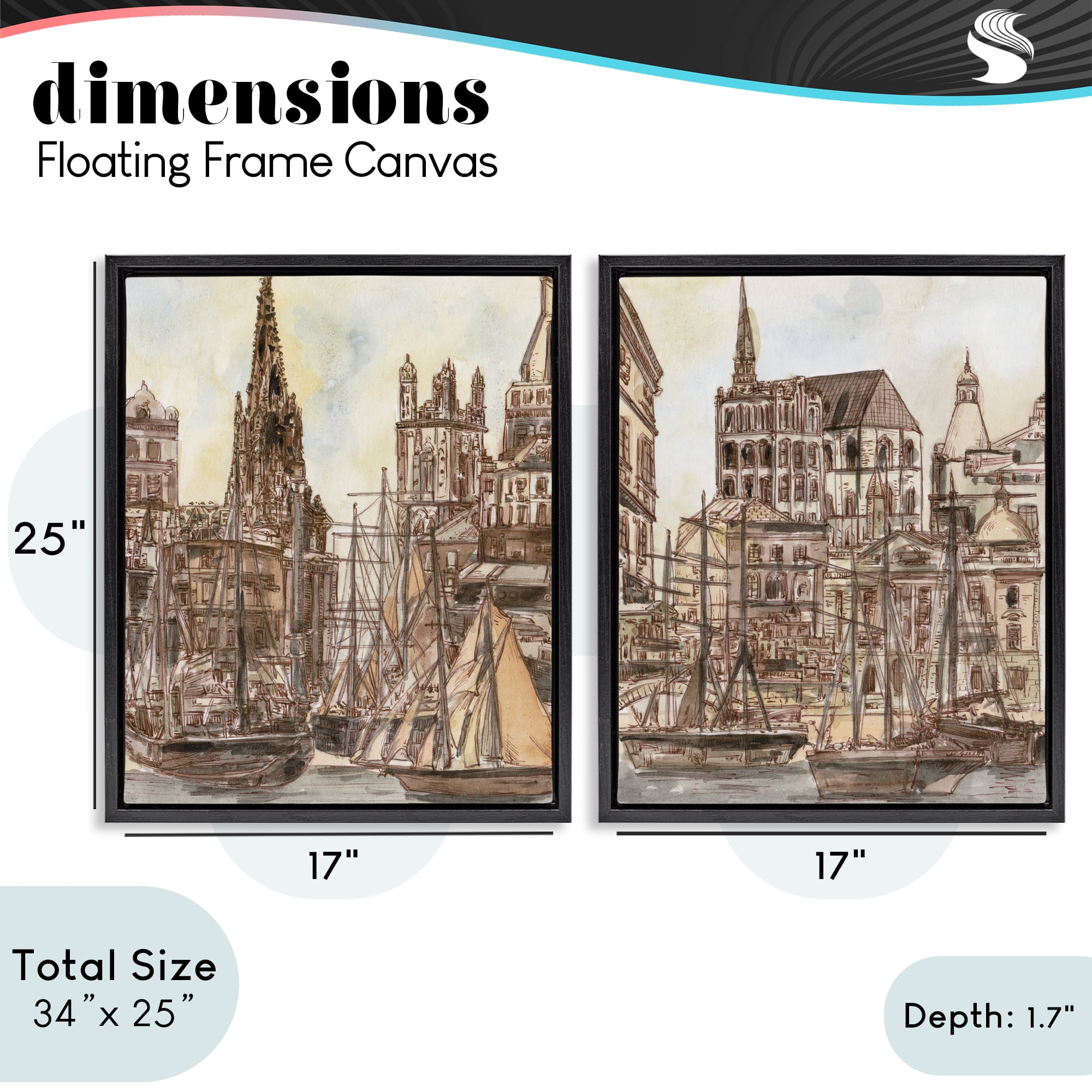 Stupell Industries Salted Remnants Pier 2 Piece Black Framed Floater Canvas Set, design by Melissa Wang