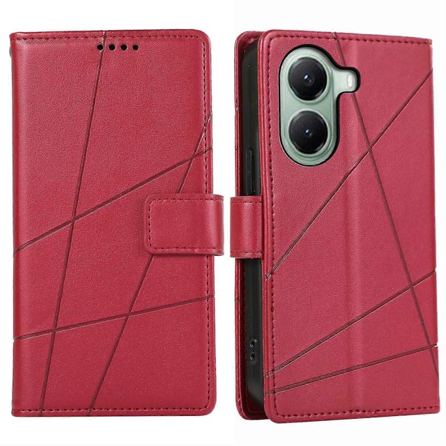 DF-06 For Xiaomi Poco X7 Pro 5G Redmi Turbo 4 5G Phone Case Line Imprint Leather Wallet Cover - Gree