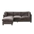 thumbnail image 5 of 96.5" Sectional Couch for Living Room, Upholstered Soft Chenille Fabric Sofa, 3-Seater with One Ottoman L Shape Sofa (Gray), 5 of 11
