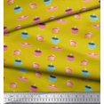 thumbnail image 2 of Soimoi Poly Georgette Fabric Cake Slice & Coffee Beverages Fabric Prints by Yard 42 Inch Wide, 2 of 3