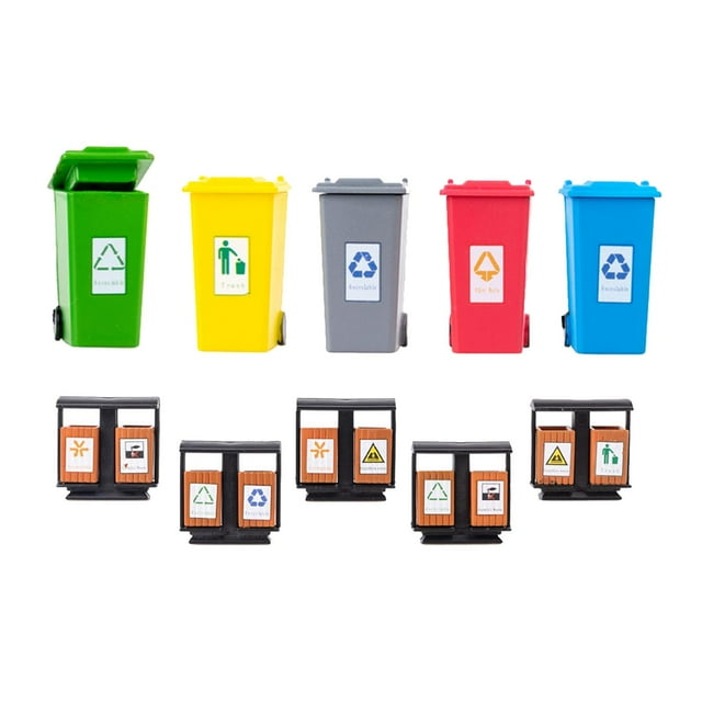 Botes de Reciclaje de Basura de Clasificación de 10 Piezas para Accesorios de Micro Paisaje Botes de basura en miniatura