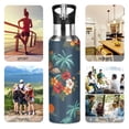 thumbnail image 5 of 1000ML Transparent Sports Water Bottle with Handle & Straw Portable Water Bottle for Outdoor Camping Gym Flowers and Palm Trees Pattern, 5 of 7