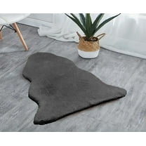 Grey 2x3 Feet Faux Rabbit Fur Fuzzy Soft Fluffy Plush Cozy Shaggy Area Rug