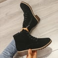 thumbnail image 5 of JUSLIO Boots for Women,Mid Heel Fashion Round Toe Lace Up Solid Color Casual Dress Boots Winter Fall Martin Boots, 5 of 5