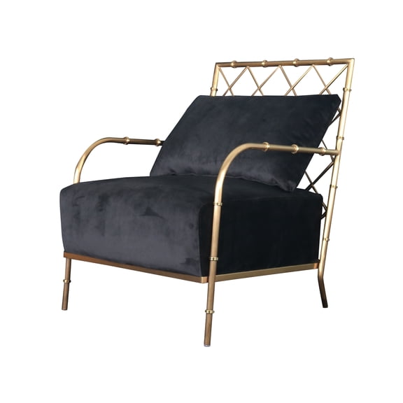 Divani Casa Ignacio - Glam Black Velvet & Gold Accent Chair