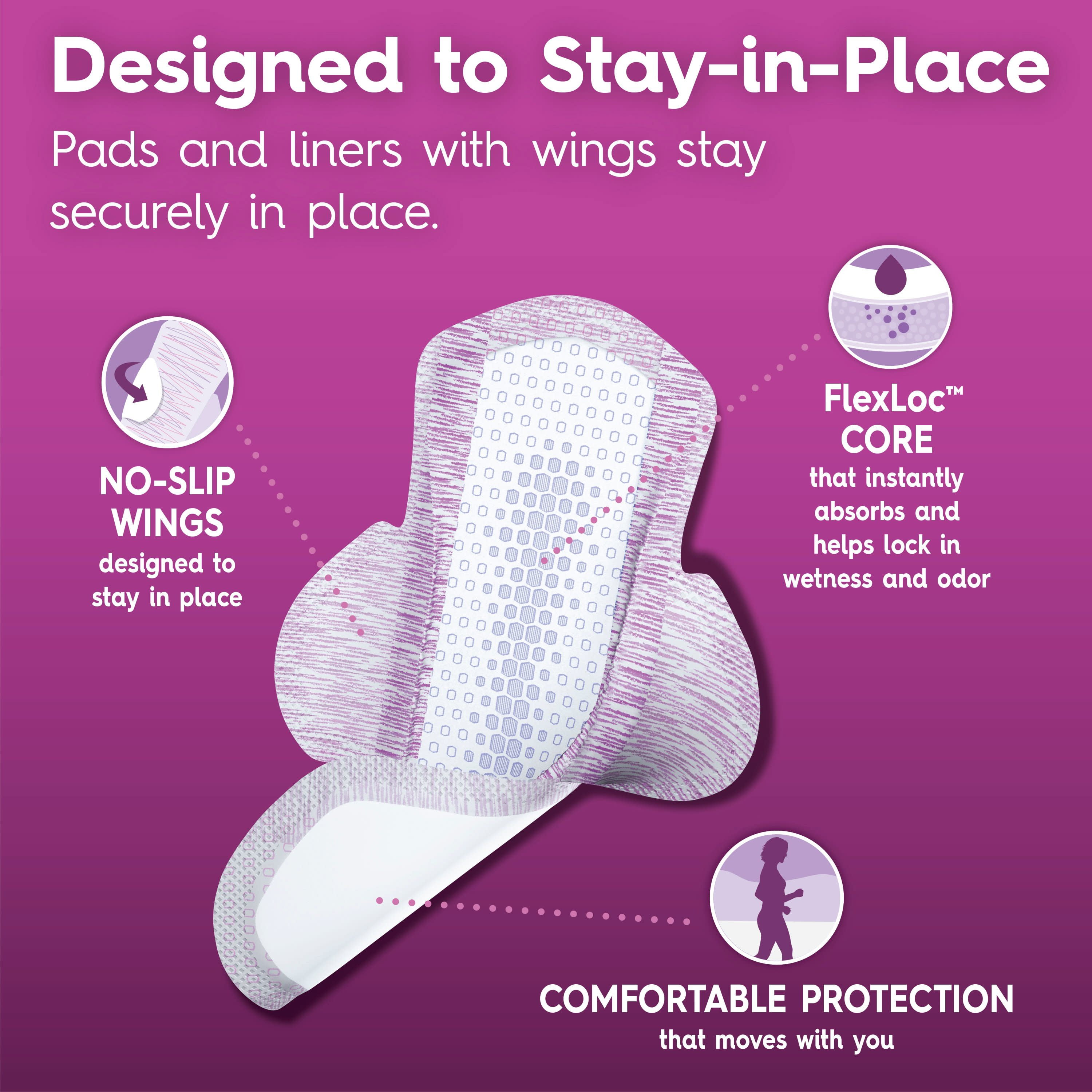 Poise Ultra Thin Women's Light - Long Postpartum Incontinence Liners with Wings, 104 Count