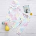 thumbnail image 2 of TAIAOJING Toddler Baby Boy Girl 2Pcs Summer Clothes Set Pullover Tie-Dye Sweatshirt+Pants Hooded Summer Outfits 12-18 Months, 2 of 4
