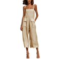 thumbnail image 2 of Asgosdo Women Cotton Linen Overalls Square Neck Sleeveless Capris Rompers Casual Comfy Jumpsuits with Pockets, 2 of 5