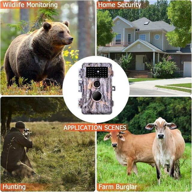 BlazeVideo Hunting Trail Camera BV252GRAY 64MP 1296P Night Vision Motion Activated 1-Pack