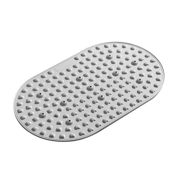 Round Non Shower Bath Mat with Suction Cups & Drain Holes, Machine Washable Bathtub Mat for Bathroom Swimming Pool(Grey,75x45cm)