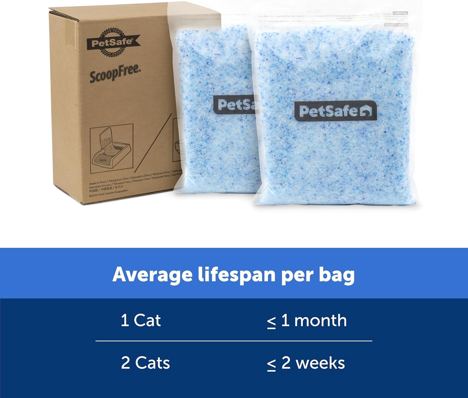 PetSafe® ScoopFree Premium Fresh Scent Crystal Litter, 6-Pack – Includes 6 Bags of Lightly Scented Litter – Absorbs Odors 5x better than Clay Clumping – 4.3lb each bag