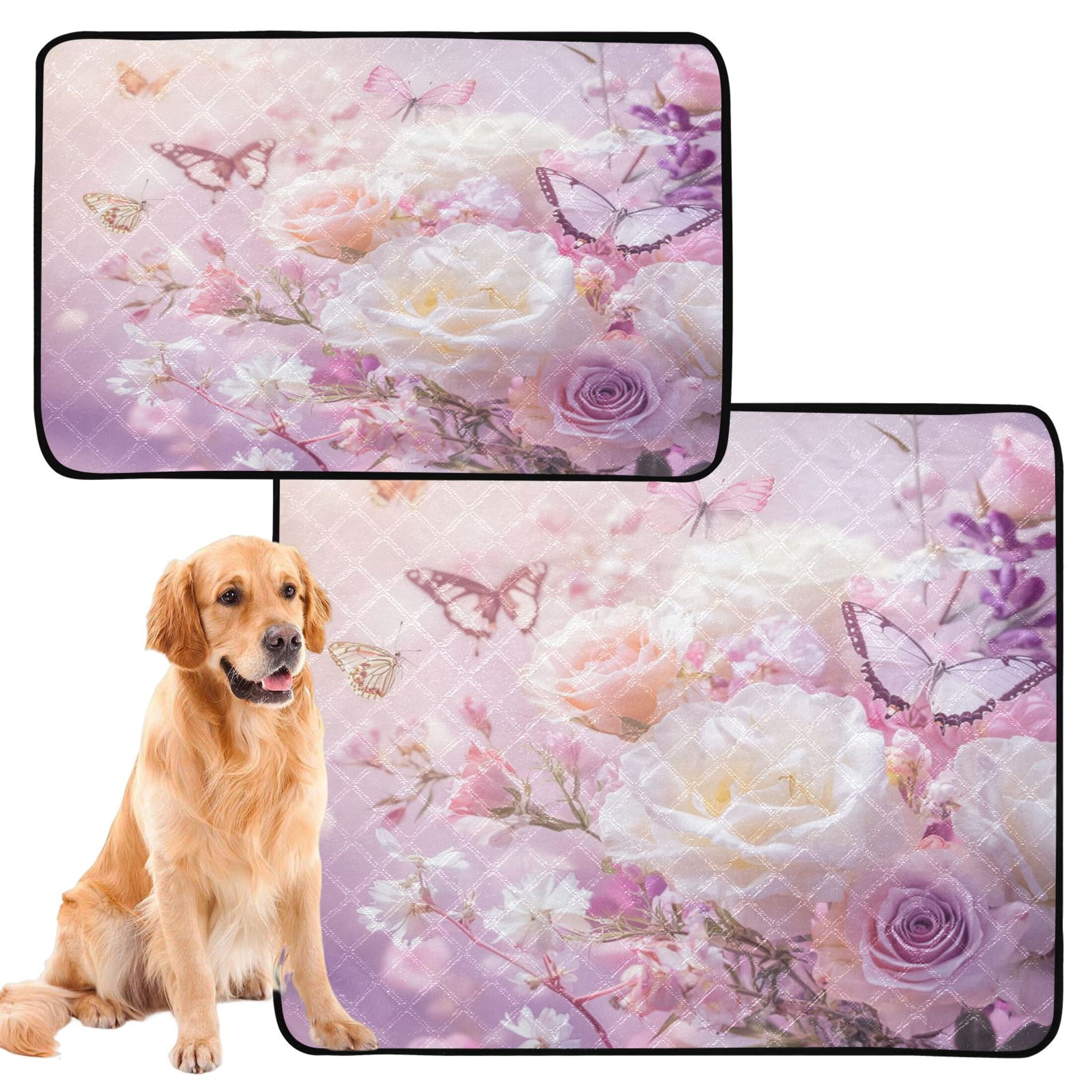 Qxltty Butterfly Garden Cat litter Pads Pet Set of 3 Diaper Mats Center Anti-leakage Layer Absorbent Soft and Comfortable