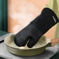 thumbnail image 2 of Sungwoo Extra Long Silicone Oven Mit's, Durable Heat Resistant Oven Gloves with Quilted Liner Non-Slip Textured Grip Perfect for BBQ, Baking, Cooking and Grilling - 1 Pair 14.6 Inch Bla, 2 of 7