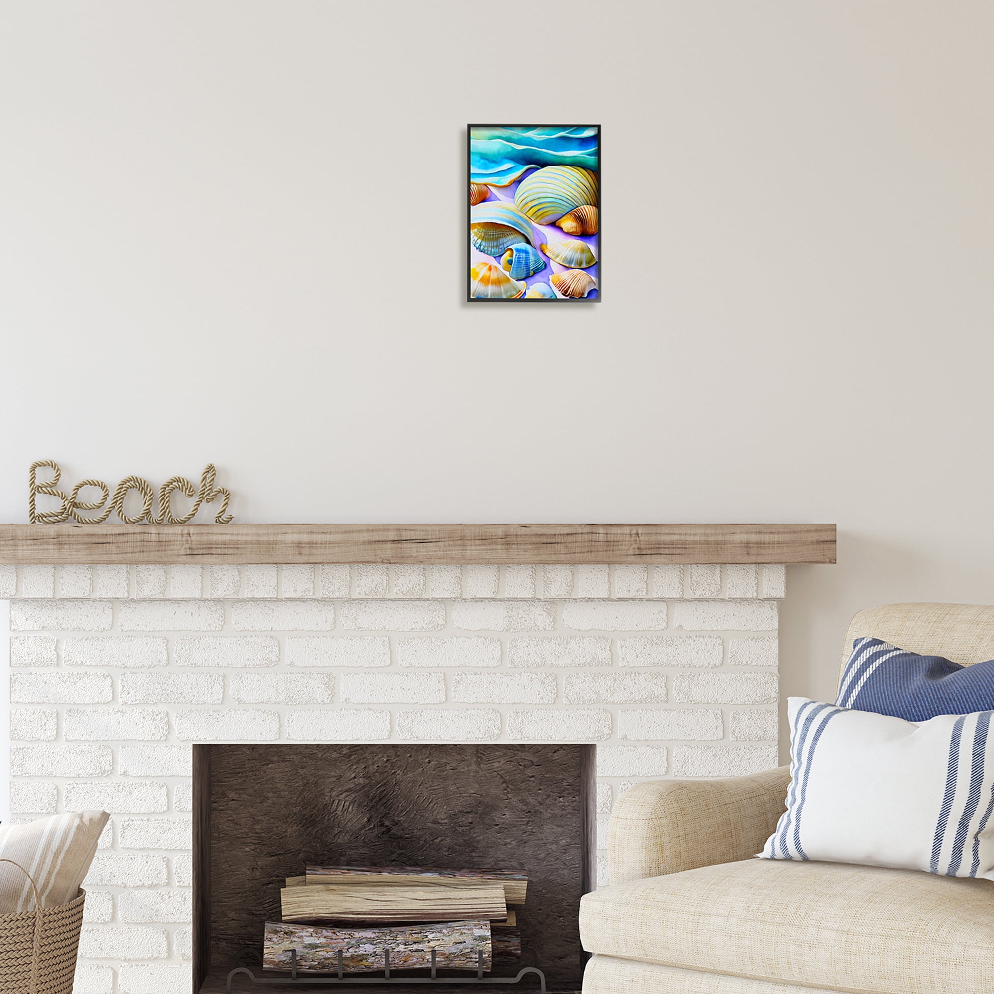 Stupell Industries Vivid Shells Abstraction Nature Painting Black Framed Art Print Wall Art, 11 x 14