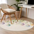 thumbnail image 5 of Round Area Rug 3ft, Colorful Easter Egg Flower on Vintage Linen Non-Shedding Washable Area Rug, Spring Swirling Leaf Non Slip Low-Profile Circle Rugs for Living Room, Bedroom Dining Room, 5 of 9