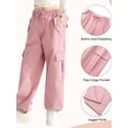 thumbnail image 2 of Gyratedream Kids Girls Baggy Cargo Pants Elastic Waist Drawstring Loose Fitting Work Pants Casual Joggers Pants with Pockets 7-14 Years, 2 of 8