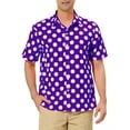 thumbnail image 1 of INSPIRE CHIC Men's Summer Polka Dots Shirt Button Down Short Sleeves Pattern Shirts L Purple, 1 of 7