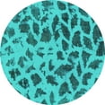 thumbnail image 1 of Ahgly Company Machine Washable Indoor Round Abstract Turquoise Blue Modern Area Rugs, 3' Round, 1 of 4