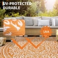 thumbnail image 4 of Hasoo 8' x 10' Orange/White Outdoor Rug for Patio Decor Waterproof Plastic Straw Modern Geometric Carpet PP Tube Woven Portable Camping Mat for Picnic Balcony, 4 of 7