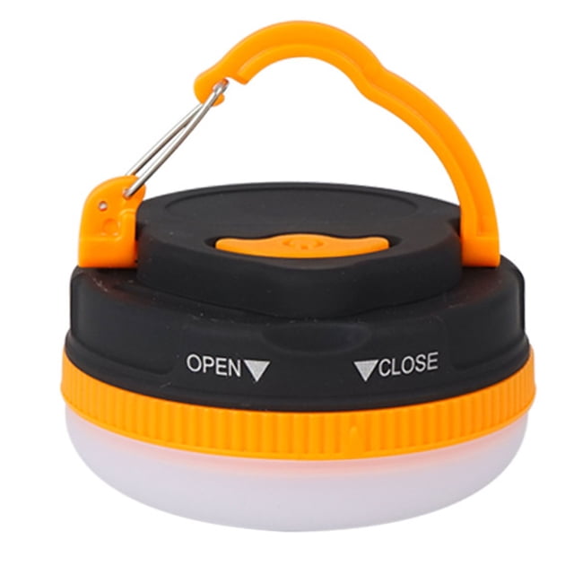 Lámpara LED para tienda de campaña, ABS, 5 modos de iluminación, impermeable, para emergencias, para exteriores, batería, color naranja (redonda)