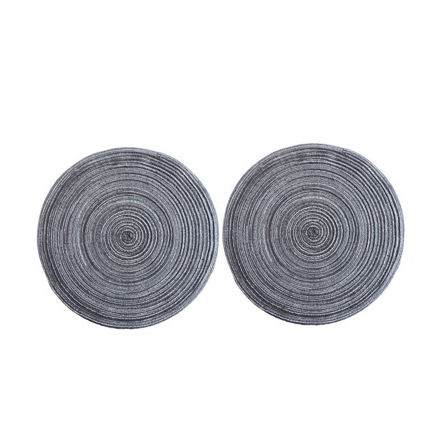 Visland 2 Pcs Anti-Slip Round Table Mat Set Woven Placemats Dining Table Non-Slip Coasters for Kitchen Heat Resistant Bowl Pads Drink Mats