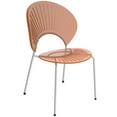 thumbnail image 5 of LeisureMod Opulent Mid-Century Modern Plastic Dining Chair in Chrome Metal Legs Armless Dining Side Chair for Kitchen and Dining Room Set of 2, Amber, 5 of 8