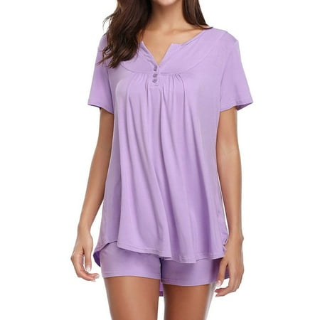 

Blouse Womens Button Short Sleeve Sleepwear Set Pajama Sets Bamboo Tank And Shorts Set